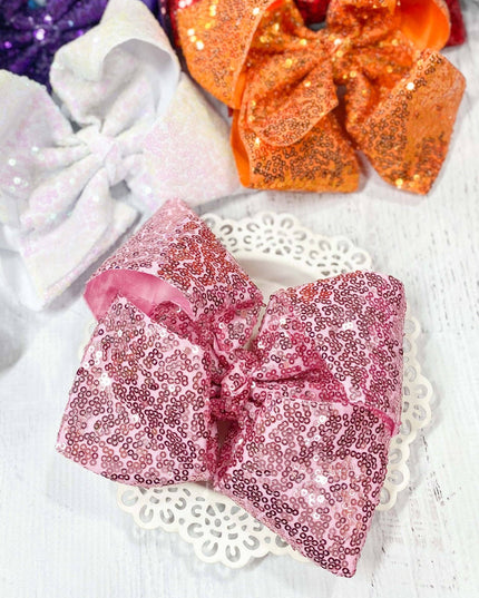 Sequin Texas Size Hair Bows - Alligator Clip - 6.5"