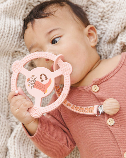 Silicone Teether Ring with Detachable Clip Bloomin' Boot