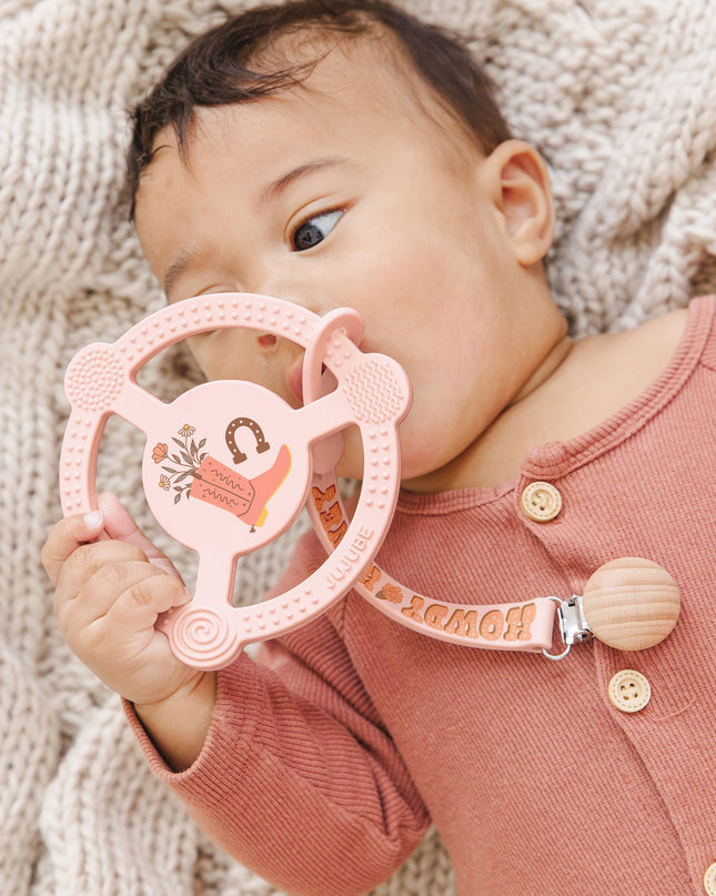 Silicone Teether Ring with Detachable Clip Bloomin' Boot