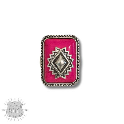 Rectangle aztec stone ring - LC