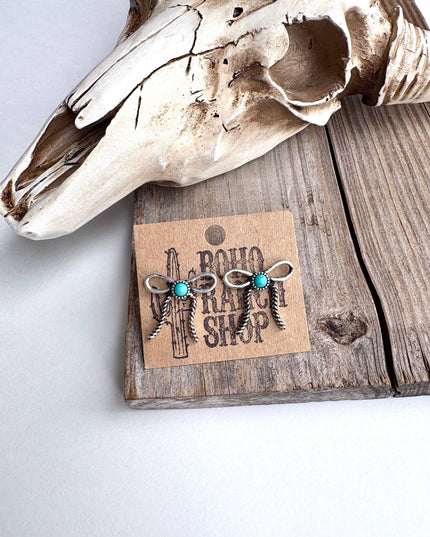 Western Coquette Bow Stone Stud Earrings