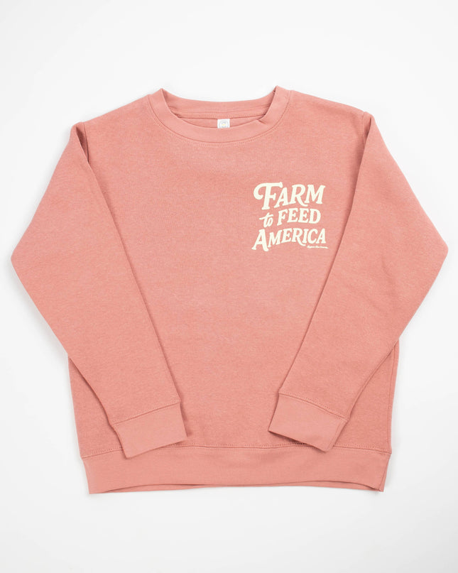 Western 'Farm to Feed America’ Pink Youth Graphic Crewneck