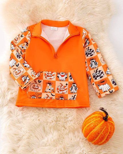 Multi-printed Halloween pullover. TPG50984
