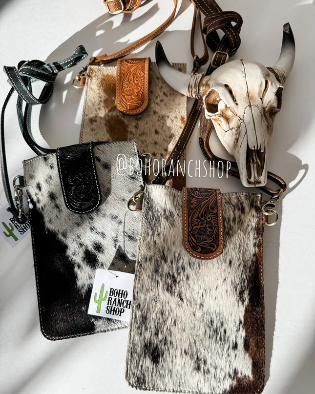 HAYDEE PHONE CROSSBODY mobile Western Tooled Leather Cowhide