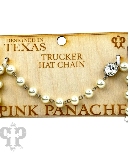 Trucker hat pearl bead chain with Austrian crystal