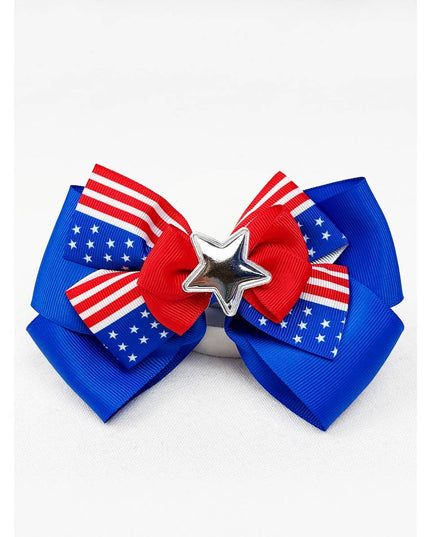 American Flag Bow Hair Clip Set