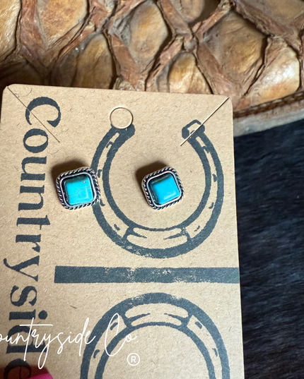 Turquoise Square Stud  Earrings