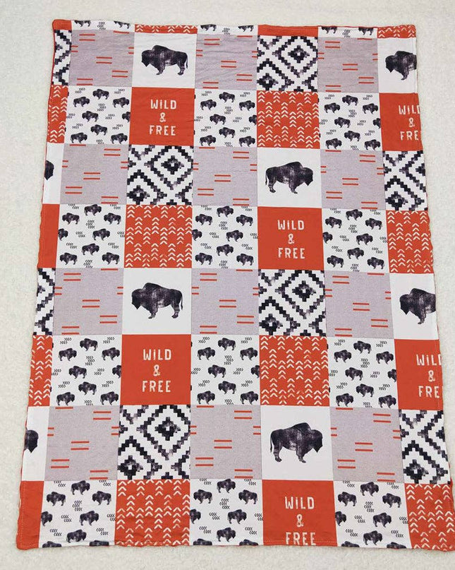 Baby Kids Wild Western Cow Minky Blankets