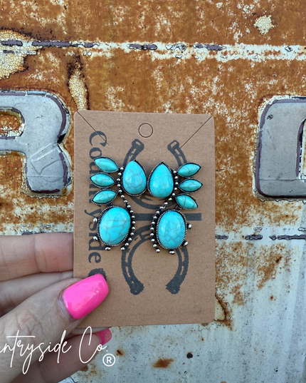 Sedona Fan Faux Turquoise Earrings