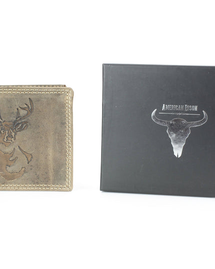 Men’s Bi-Fold Wallet with Deer Antler Emboss ABMWVT 03