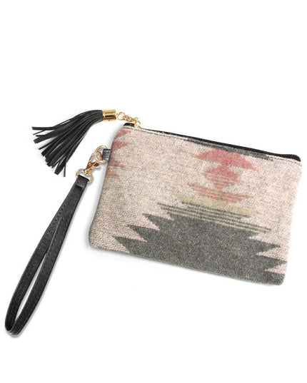 Western Print Pouch Bag with Wristlet