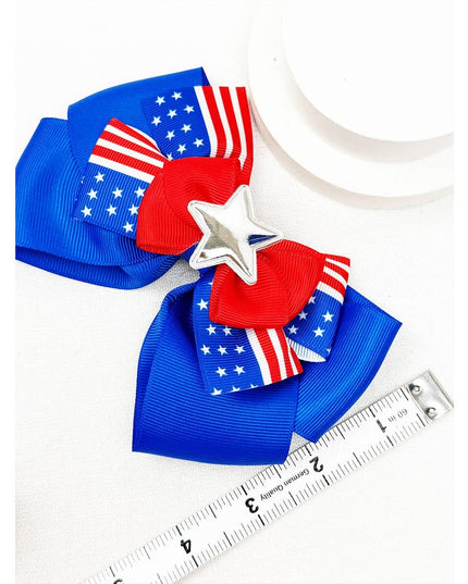 American Flag Bow Hair Clip Set