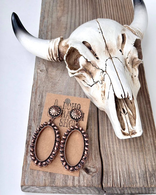 Western Concho Navajo Pearl Oval Post Drop Earrings