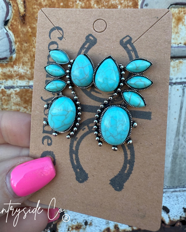 Sedona Fan Faux Turquoise Earrings