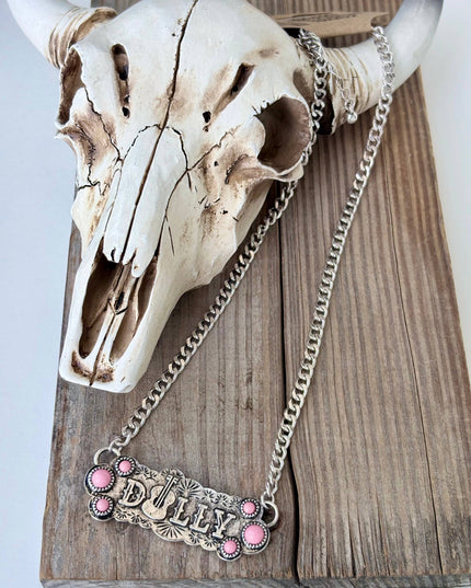 Western Style Turquoise Dolly Guitar Bar Pendant Necklace
