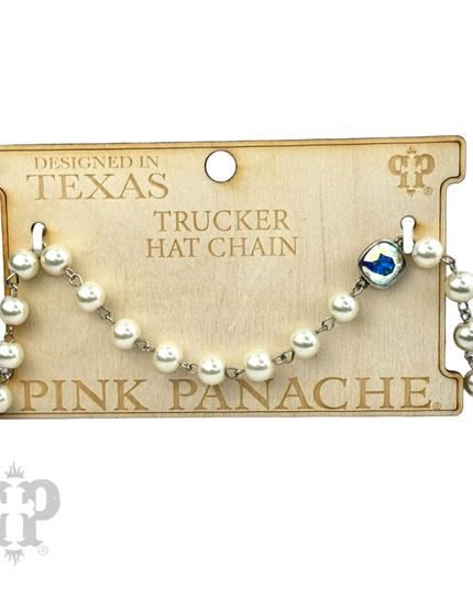 Trucker hat pearl bead chain with Austrian crystal