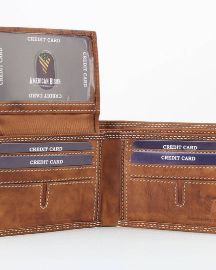 American Bison Oil Pull Up Top Flap Bifold 15729