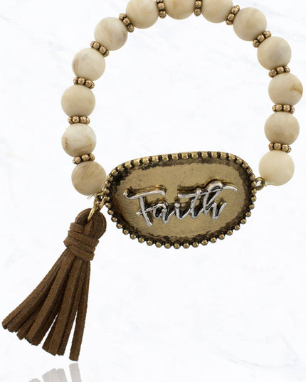 Faith Bead Stretch Bracelet
