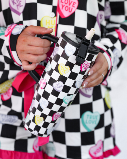Checkered Conversation Hearts Sleek Tumbler