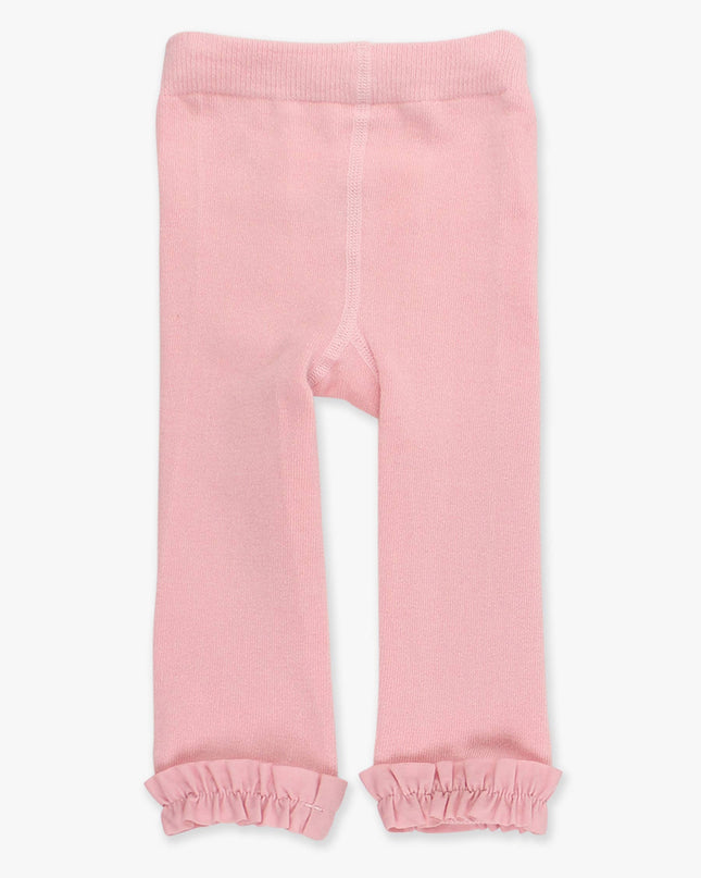 Girls Pink Footless Ruffle Tights
