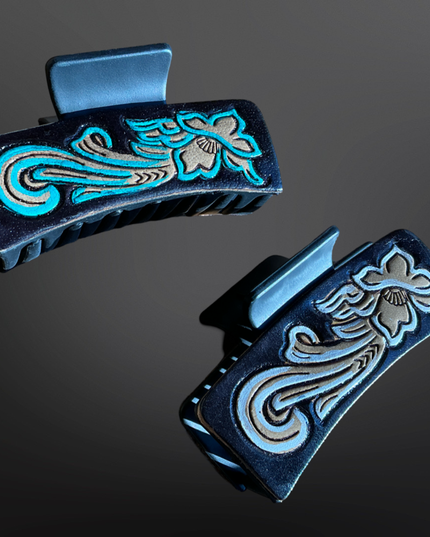 Tooled Leather Western Claw Clip
