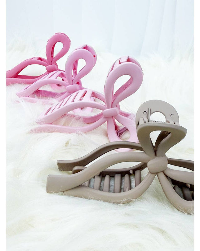 Assorted Pink and Taupe Shades of Bow Clip