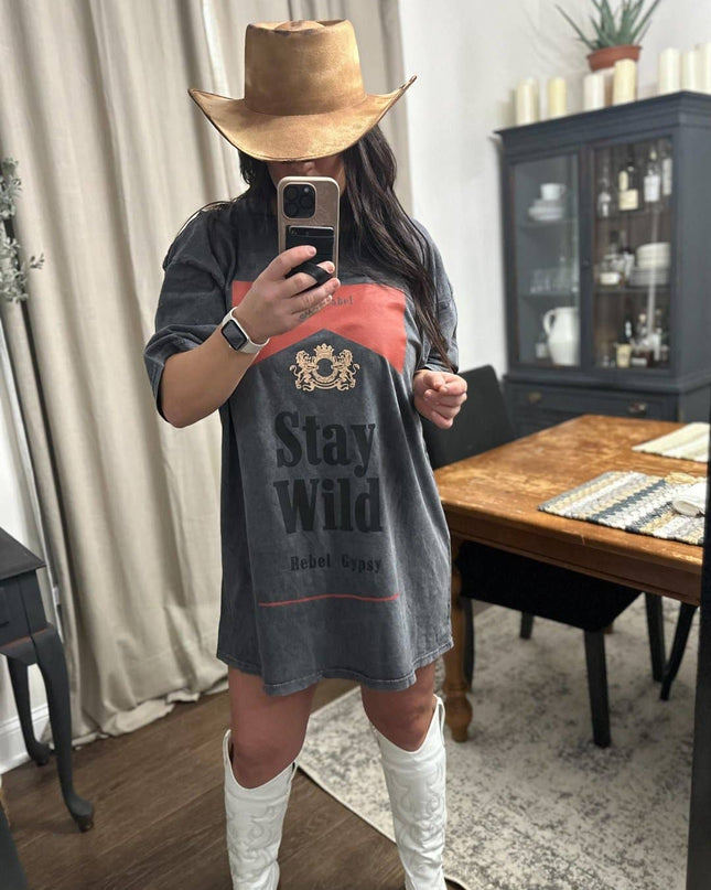 Charcoal Stay Wild T Shirt Dress
