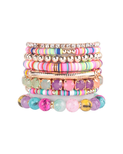 MIX BEAD CHARM STRETCHABLE BRACELET