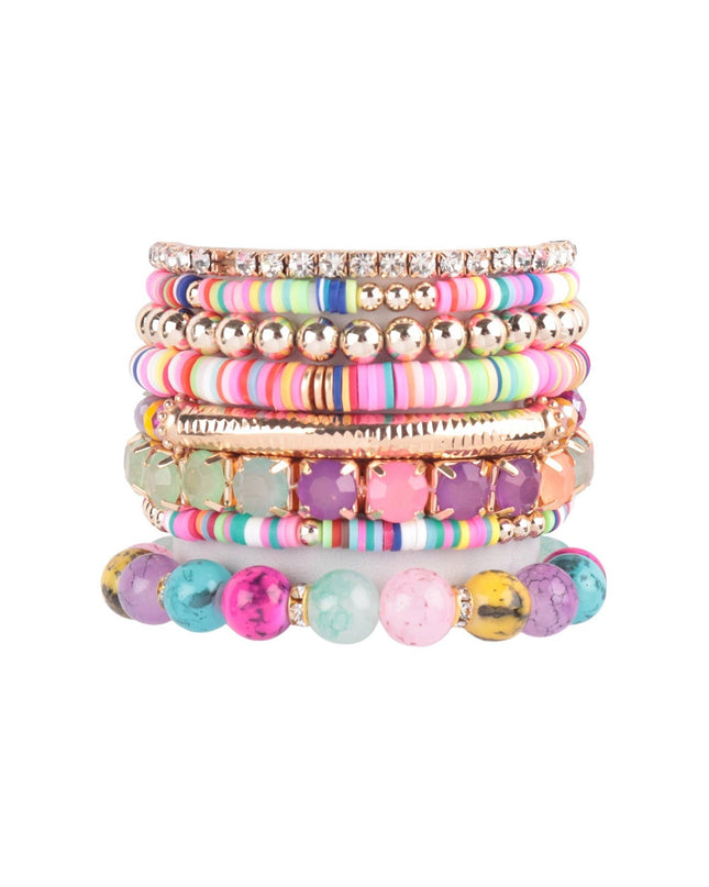 MIX BEAD CHARM STRETCHABLE BRACELET