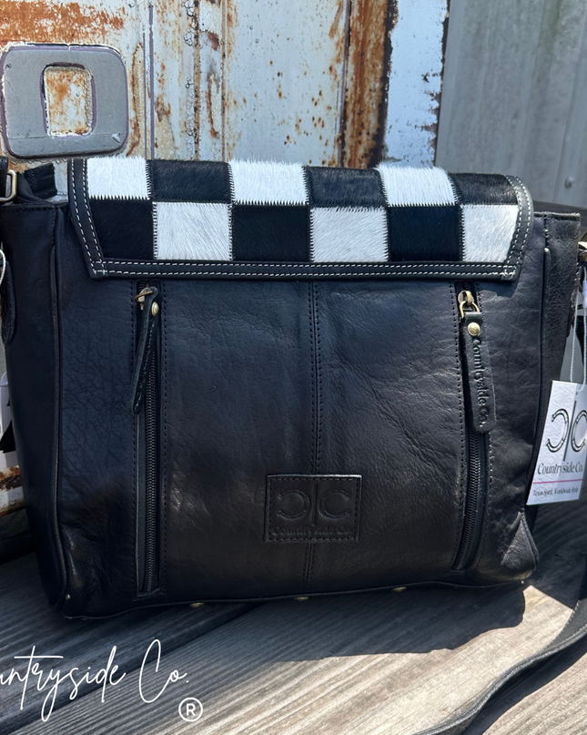 Bandera Nights Checkered Cowhide Purse