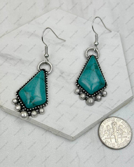 CER240805-05-SILVER-BLUE          Silver metal with blue turquoise stone Earrings