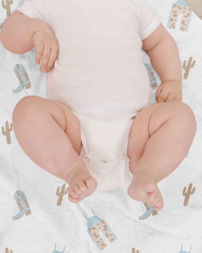 Reversible Baby Blanket Howdy Partner Blue
