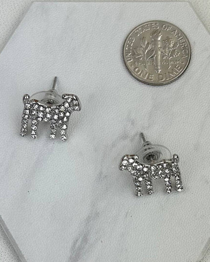 Clear Crystal Goat Stud Earrings