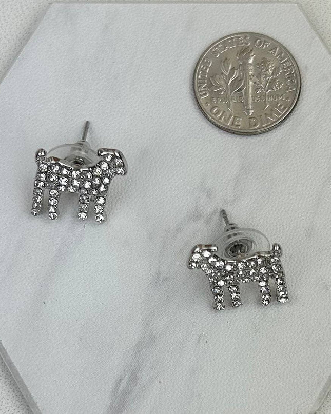Clear Crystal Goat Stud Earrings