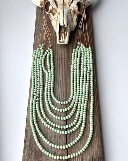 Multi Strand Wood Bead Boho Necklace