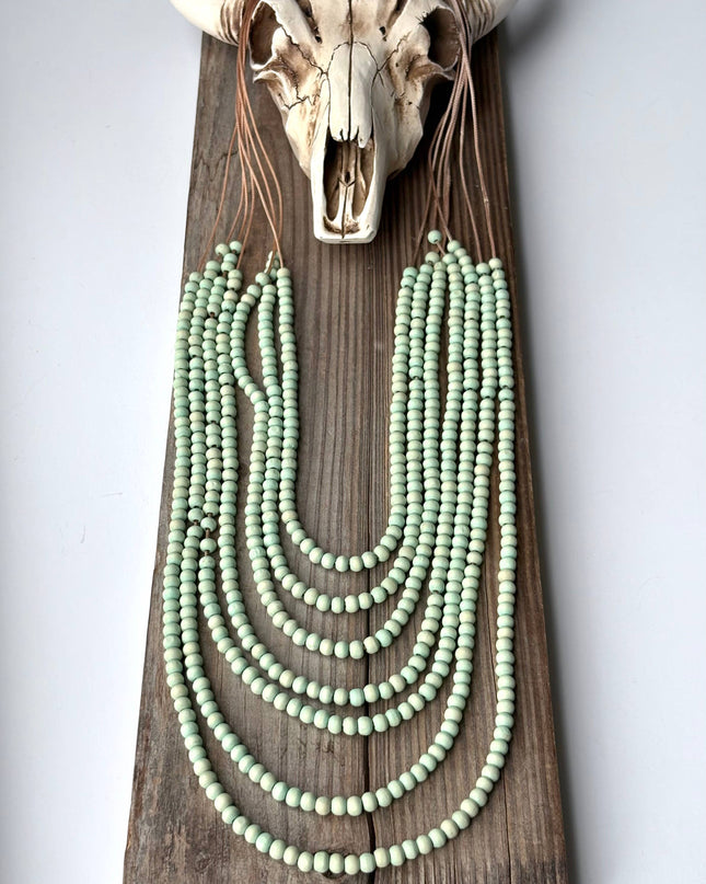 Multi Strand Wood Bead Boho Necklace