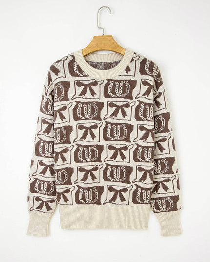 Western Bows & Horseshoes Long Sleeve Sweater
