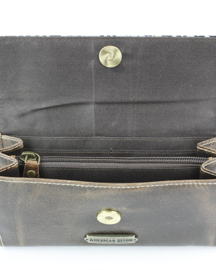 Women’s Brown Leather Leaf Clutch Wallet ABLW 18-2515