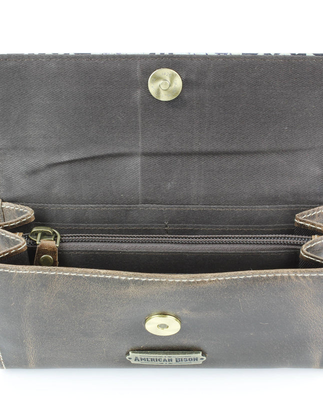 Women’s Brown Leather Leaf Clutch Wallet ABLW 18-2515