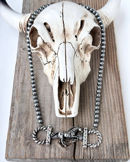 Western Style Navajo Pearl Bead Horse Bit Pendant Necklace