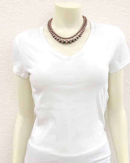 739433, Handmade 18" Copper Navajo Bead Necklace