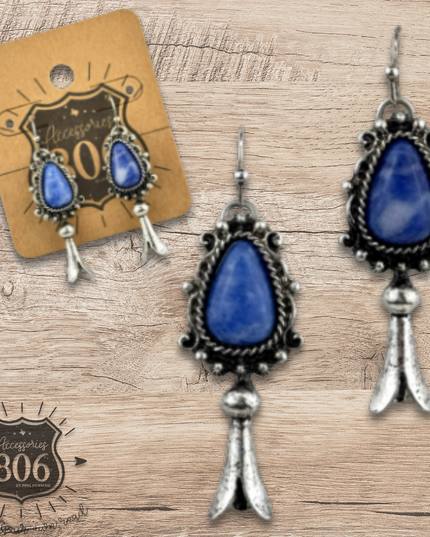 Stone inlay squash blossom earring