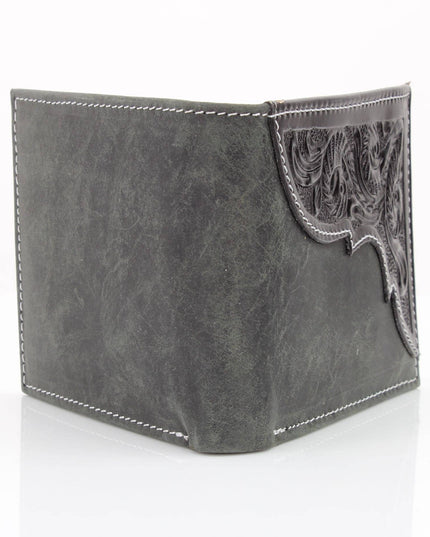 American Bison Oil Pull Up Bifold Wallet Tooled  ABW028