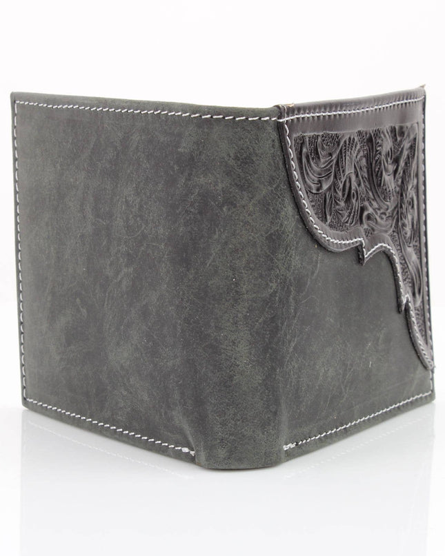 American Bison Oil Pull Up Bifold Wallet Tooled  ABW028