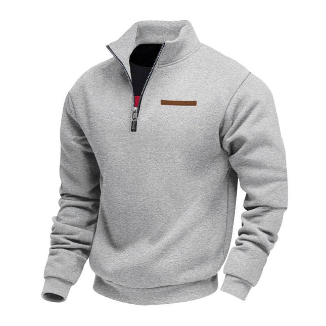 Half Zipper Loose Stand Collar Men Pullover Hoodie