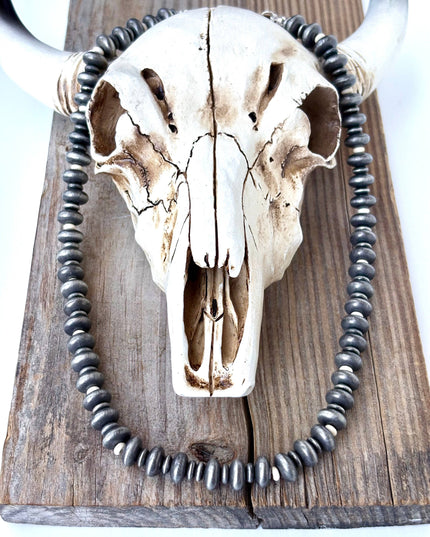 Western Style Flat Navajo Pearl & Stone Beaded Necklace