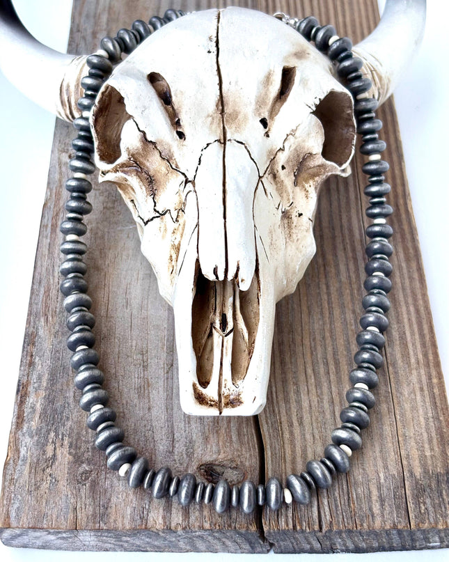 Western Style Flat Navajo Pearl & Stone Beaded Necklace