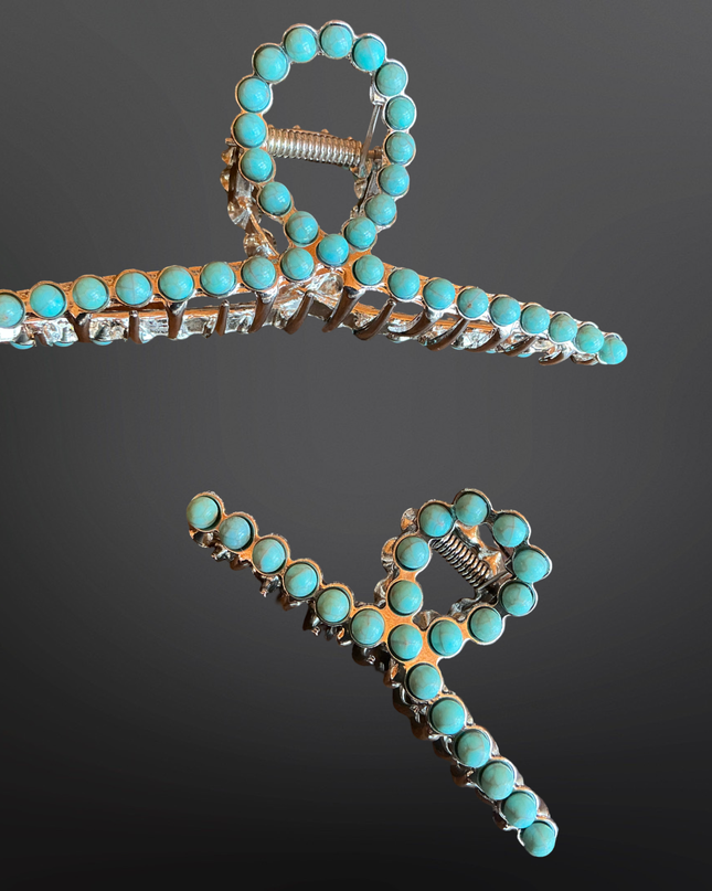 Faux Turquoise Claw Clip - Western Hair Clip