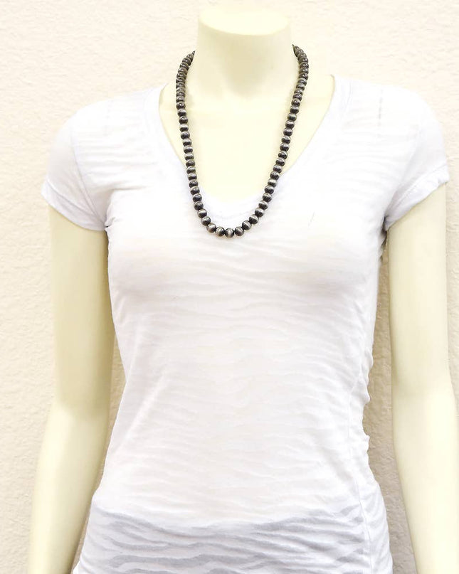 731451, 24" Handmade 10mm Navajo Bead Necklace