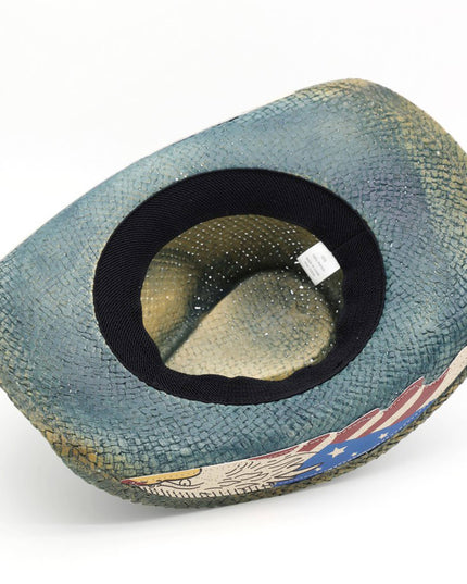 USA Letters American Flag Design Distressed Cowboy Hat